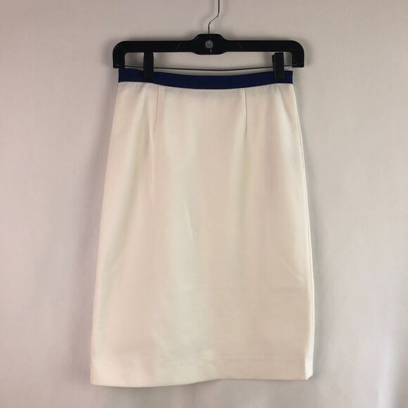 Emilio Pucci White w Blue Waist Pencil Skirt - Picture 1 of 5